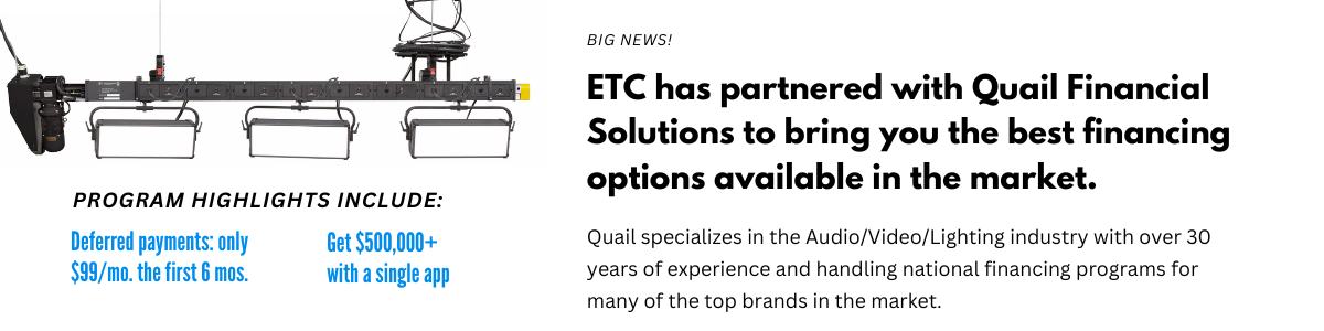 ETC and Quail partnership for north amaerica audio video lighting financing